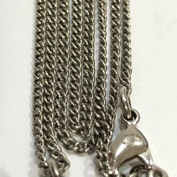 CHANEL CC Logo Rhinestone Pendant Necklace 24" Silver Tone B19V Auth w/Box D-m11 - Picture 7 of 10